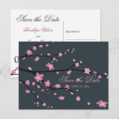 Donkere Cherry Blossom Wedding Save the Date Brief Aankondigingskaart (Voorkant / Achterkant)