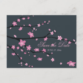 Donkere Cherry Blossom Wedding Save the Date Brief Aankondigingskaart