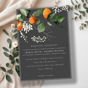 Donkere Chic Oranje Blossom Botanical Wedding Invi Bedankkaart