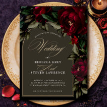 Donkere chique gotische rood groene bloemenmoody b