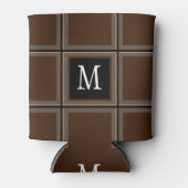 Donkere chocolade bruin, aangepast Initiaal gestre Blikjeskoeler (Voorkant)