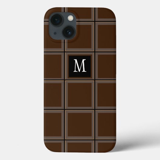 Donkere chocolade bruin, aangepast Initiaal gestre Case-Mate iPhone Case (Achterkant)
