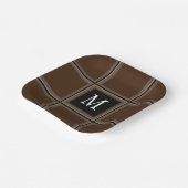 Donkere chocolade bruin, aangepast Initiaal gestre Papieren Bordje (Gebogen)