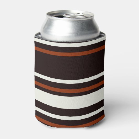 Donkere chocolade bruine strepen blikjeskoeler (Blikje Voorkant)