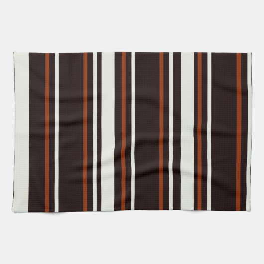 Donkere chocolade bruine strepen theedoek (Horizontaal)