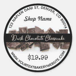 Donkere chocolade Cheesecake Bakery Round Sticker