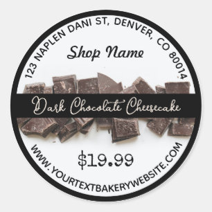 Donkere chocolade Cheesecake Bakery Round Sticker