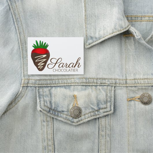 Donkere chocolade Dekte aardbeienchocolatier Naamplaatje (In situ)