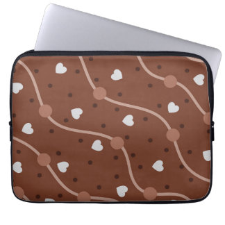 Donkere chocolade hartspatroon laptop sleeve