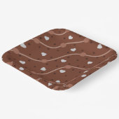 Donkere chocolade hartspatroon papieren bordje (Gebogen)
