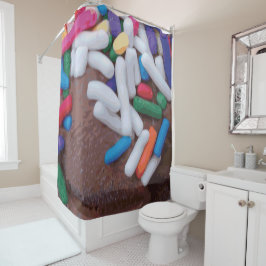 Donkere chocolade-ijs met regenboogspringen douchegordijn