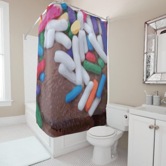 Donkere chocolade-ijs met regenboogspringen douchegordijn (In situ)