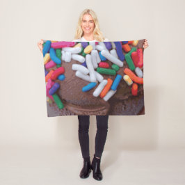 Donkere chocolade-ijs met regenboogspringen fleece deken