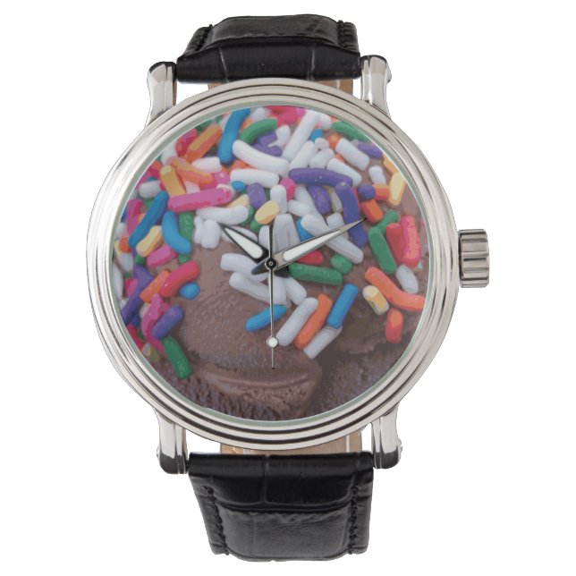 Donkere chocolade-ijs met regenboogspringen horloge (Voorkant)