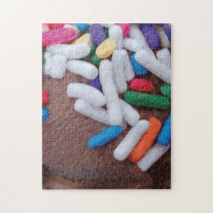 Donkere chocolade-ijs met regenboogspringen legpuzzel