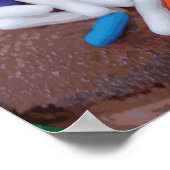 Donkere chocolade-ijs met regenboogspringen poster (Hoek)