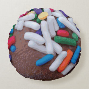 Donkere chocolade-ijs met regenboogspringen rond kussen