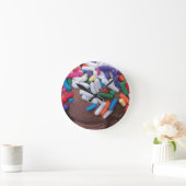 Donkere chocolade-ijs met regenboogspringen ronde klok (Huis)