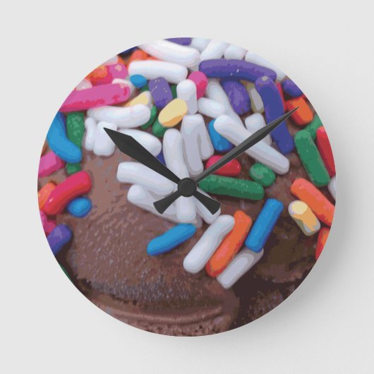 Donkere chocolade-ijs met regenboogspringen ronde klok (Voorkant)