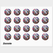 Donkere chocolade-ijs met regenboogspringen ronde sticker (Vel)