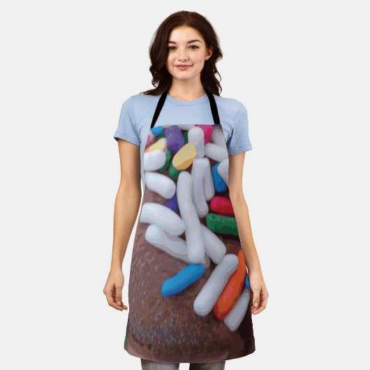 Donkere chocolade-ijs met regenboogspringen schort (Gedragen)