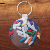 Donkere chocolade-ijs met regenboogspringen sleutelhanger (Voorkant)