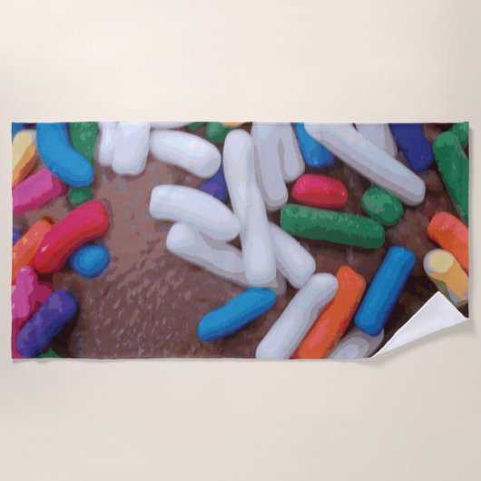 Donkere chocolade-ijs met regenboogspringen strandlaken (Voorkant)