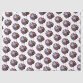 Donkere chocolade-ijs met regenboogspringen tissuepapier