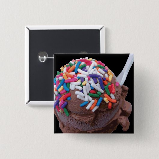 Donkere chocolade-ijs met regenboogspringen vierkante button 5,1 cm (Voorkant /achterkant)