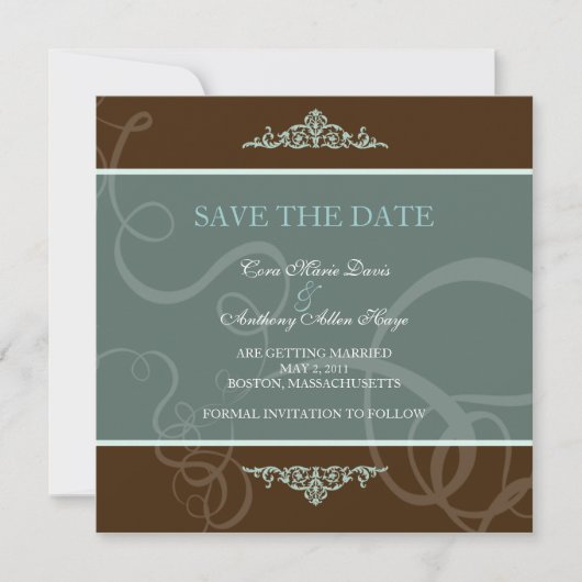 Donkere Chocolade Klassieke save the date (Voorkant)
