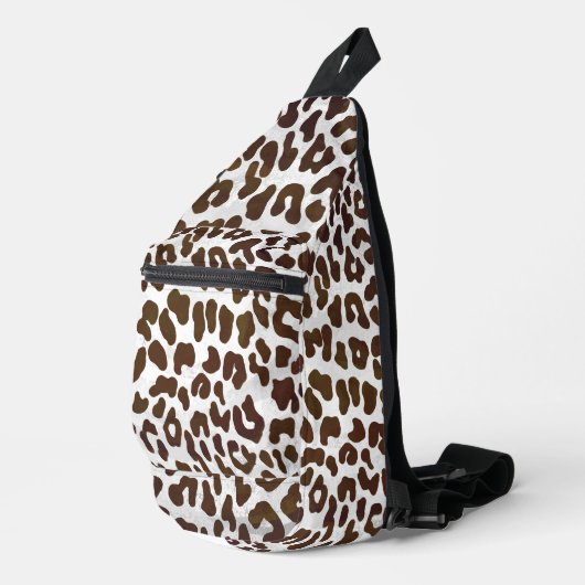 Donkere chocolade luipaard print sling bag (Rechterhoek)