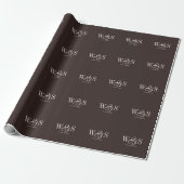 Donkere Chocoladebruine initiële trouwe koppels Cadeaupapier (Uitgerold)