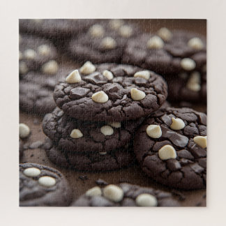 Donkere chocoladekoekjes met witte chocoladestukje legpuzzel