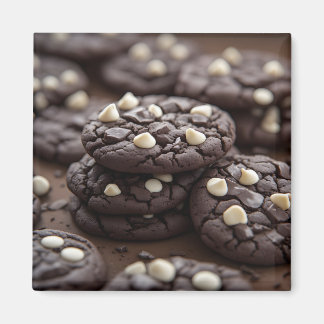 Donkere chocoladekoekjes met witte chocoladestukje magneet