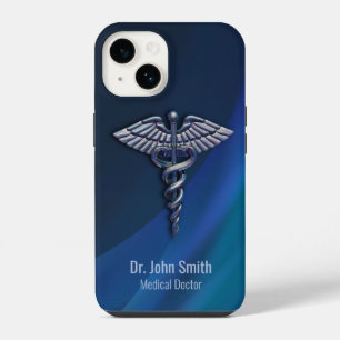 Donkere Chroom Holografische 3D Medische Caduceus iPhone 14 Hoesje