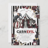 Donkere Circus CARN-EVIL Halloween Feest Kaart (Voorkant)