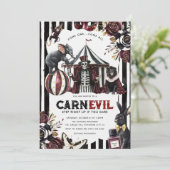 Donkere Circus CARN-EVIL Halloween Feest Kaart (Staand voorkant)