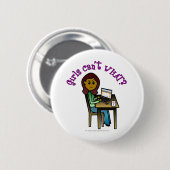 Donkere computermeisje ronde button 5,7 cm (Voorkant /achterkant)
