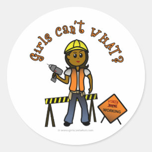 Donkere constructie meisje ronde sticker