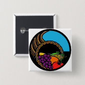 Donkere cornucopie vierkante button 5,1 cm (Voorkant /achterkant)