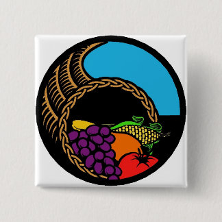 Donkere cornucopie vierkante button 5,1 cm