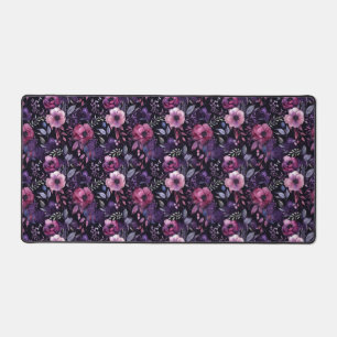 Donkere Cottage Bloemen in Paarse en Roze Waterver Bureaumat