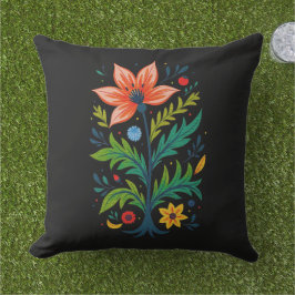 Donkere Cottagecore Folk Art Bloem Boom Botanisch Buitenkussen