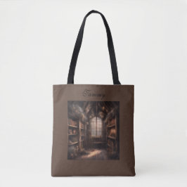 Donkere Cottagecore gezellige kamer boeken en gedr Tote Bag