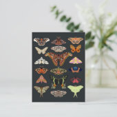 Donkere Cottagecore Moths Briefkaart (Staand voorkant)
