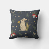 Donkere Cottagecore Navy Botanische Bos Konijn   Kussen (Achterkant)
