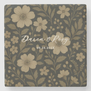 Donkere Cottagecore Rustieke Boerderij Bloemen Huw Stenen Onderzetter