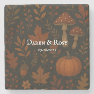 Donkere Cottagecore rustieke boerderij bruiloft Stenen Onderzetter