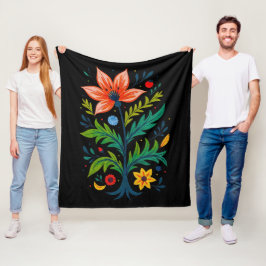 Donkere Cottagecore Sfeervol Boho Volkskunst Bloem Fleece Deken