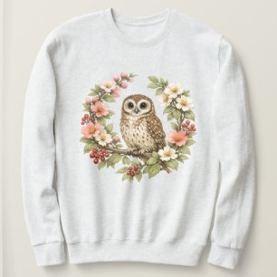 Donkere Cottagecore Uil – Gotische Uil & Bloemen O Trui